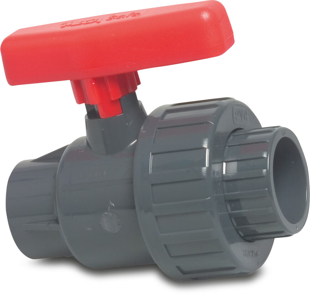 Profec Kogelkraan enkele wartel PVC-U 25 mm lijmmof 16bar DN20 grijs type Safe 525